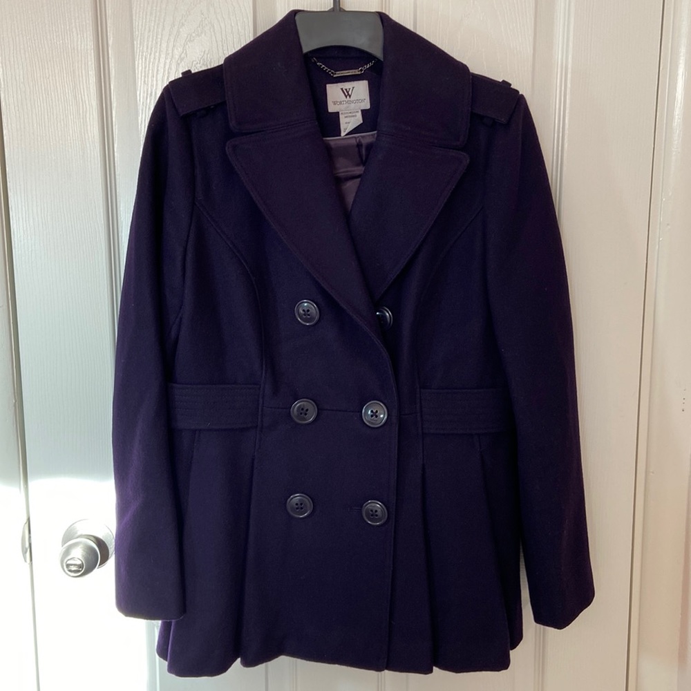 Worthington Pea Coat, Purple, Size PM